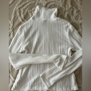 SHEIN Ribbed White Turtleneck Sweater